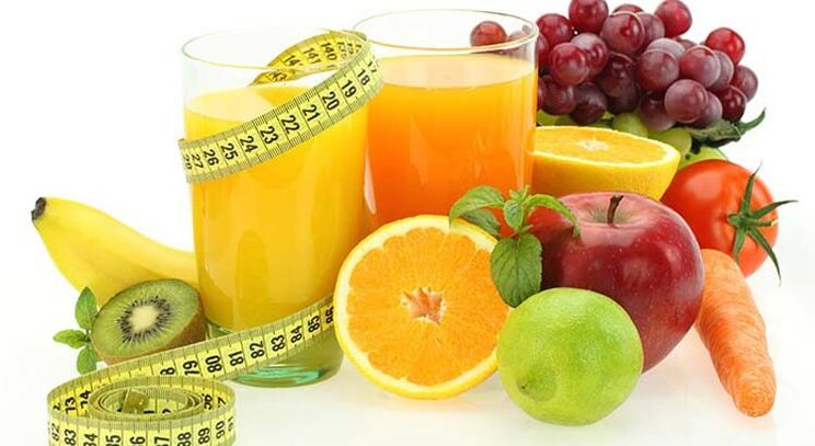 Trái cây, rau và nước trái cây để giảm cân trong chế độ ăn kiêng Yêu thích